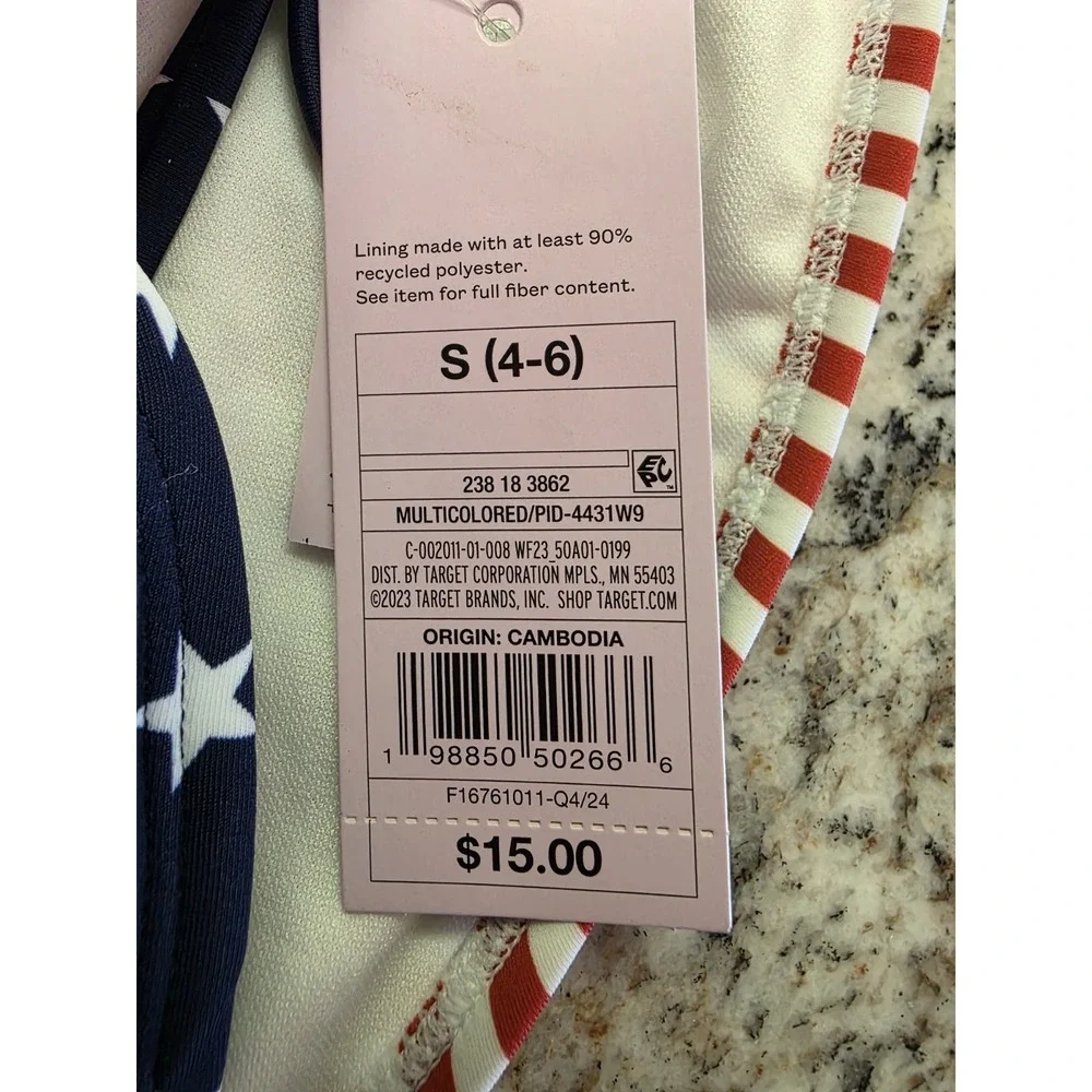 Wild Fable 2 Piece Bikini American Flag Red White Blue Stripes Size SM (295)